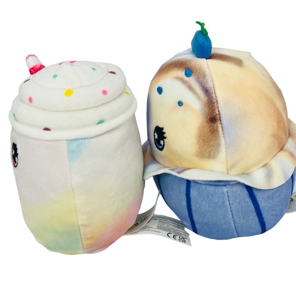 Squishmallow Treats Lot 2 Blueberry Cupcake And Rainbow Sprinkle Shake Plush 5” - Picture 2 of 8